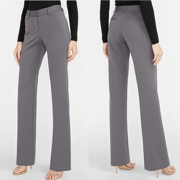 Express Editor Barely Boot Gray Dress Pant - 0R - Picture 2 of 6